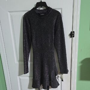 Speechless Shimmering Black Long Sleeve Dress